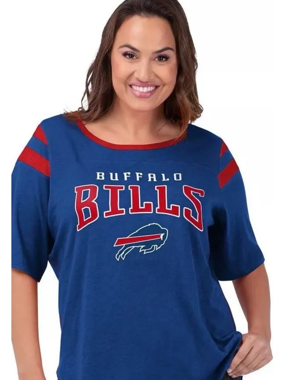 Varsity Buffalo Bills Blue & Red Tee with Stripes
